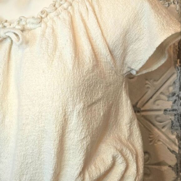 Madewell Texture & Thread Drawstring Top Smocked Round Neck Cotton Size XS - Picture 5 of 13